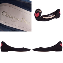 美品 クリスチャンディオール Christian Dior パンプス フラットパンプス スウェードレザー シューズ レディース 38 黒 cg12mr-rm05c14045_画像9