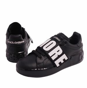  Dolce & Gabbana DOLCE&GABBANA sneakers low cut Logo car f leather shoes lady's 36 black cg04on-rm10e24124