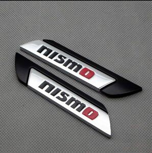 自動車ドアフェンダー ブルーメタル NISMO スポーツバッジ クロームサイドウィング 3Dエンブレム 1ペア ブラック