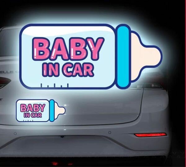 反射カーマグネットステッカーBABYINCAR赤ちゃんが乗っていますベビーインカー