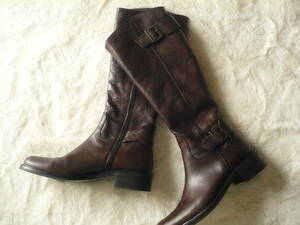 3,8 ten thousand buy! Italy made Tntelligente original leather Brown long boots 37 24cm