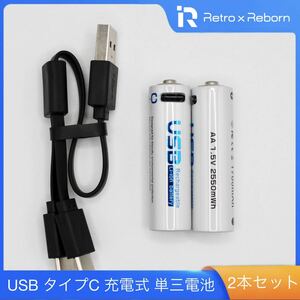  height performance USB type C rechargeable AA battery 2 pcs set (PSE Mark attaching )