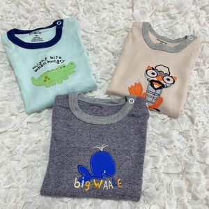 新品　90cm 長袖 Tシャツ トップス 子供服　ロンT まとめ売り　３枚セット　入園準備