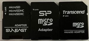 microSDカードアダプタ 3枚 動作確認済み Transcend SUNEAST Silicon-Power