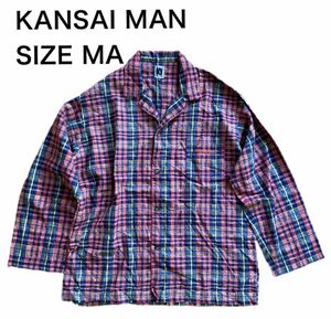 【送料無料】中古 KANSAI MAN 山本寛斎 ジャケット 長袖シャツ チェック柄 サイズMA