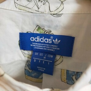 adidas originals アディダス オリジナルス S24518 2015年製 総柄 ボタンダウンシャツ 半袖 スーパースター スタンスミス M ホワイト(白)の画像3