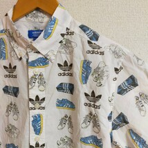 adidas originals アディダス オリジナルス S24518 2015年製 総柄 ボタンダウンシャツ 半袖 スーパースター スタンスミス M ホワイト(白)_画像4