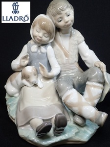 6322[TS]◆LLADRO/リヤドロ◆フィギュリン No.1230 『Friendship/友情』 陶器の置物/ヴィンテージ/幼馴染 少年 少女 犬