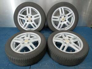 ★7-8分山★21年製★ ヨコハマECOS ES31 185/55R15　社外ホイール 15×6J +45 4H-100 4本セット デミオ・ベリーサ等　E353