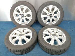 ★8-9分山★22年製★ HANKOOK KINERGY ECO2 155/65R13　社外ホイール 13×4.5J +43 4H-100 4本セット 軽自動車等　E473