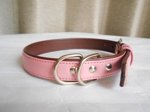  large dog *softi leather color necklace pastel pink L 39~49cm ~30kg made in Japan 