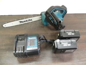 [R512]makita/マキタ 充電式チェーンソー 350㎜ 36V バッテリー2個・充電器付 MUC350D