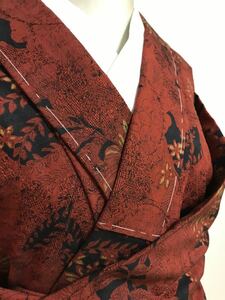 レトロ　単衣の紬の着物　裄67cm