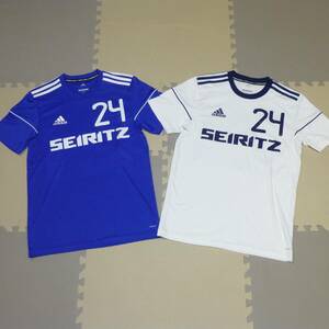 ★成立学園高校サッカー部 半袖ユニフォーム2点セット Mサイズ ブルー・ホワイト★ adidas アディダス 高校サッカー