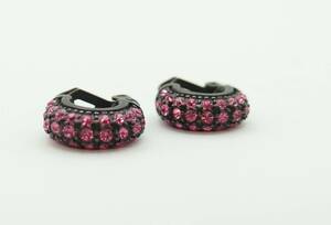 AGATHA Agata black × pink rhinestone earrings / MA842