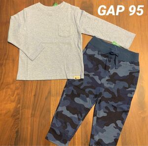 【新品・訳あり】baby GAP ベビー ギャップ 長袖 Tシャツ ロンＴ　パンツ 長ズボン スウェット 迷彩 カモフラ 95cm