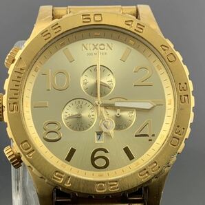 [A1278]1円～☆メンズ腕時計 クォーツ ニクソン NIXON クロノグラフ THE51-30 ゴールドカラー 動作品の画像3