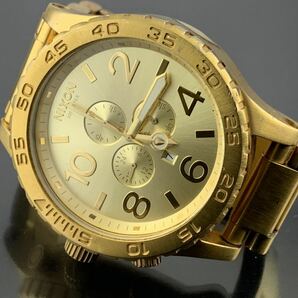 [A1278]1円～☆メンズ腕時計 クォーツ ニクソン NIXON クロノグラフ THE51-30 ゴールドカラー 動作品の画像4