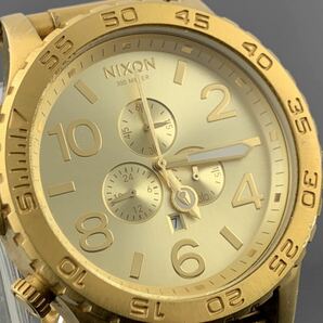 [A1278]1円～☆メンズ腕時計 クォーツ ニクソン NIXON クロノグラフ THE51-30 ゴールドカラー 動作品の画像2