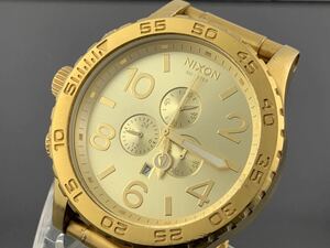 [A1278]1円～☆メンズ腕時計 クォーツ ニクソン NIXON クロノグラフ THE51-30 ゴールドカラー 動作品