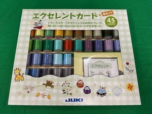 ☆JUKI　希少　エクセレント刺繍カード&キングスター刺繍糸45色セット　カード刺繍模様58種類　ほぼ未使用　HZL-010用 中古品☆　