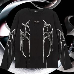 thug clubu トライバル ロンT ロングスリーブ ロンT ブラック 長袖 サイズ2