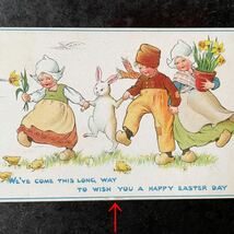 Raphael Tuck & Sons ★ Dutch Easter ★ アンティーク ポストカード 1915年 イースター オランダ 女の子 男の子 ウサギ ヒヨコ 絵葉書_画像2