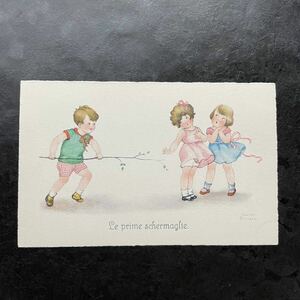 Hannes Petersen ピーターセン ★ ヴィンテージ ポストカード 子供 女の子 男の子 イタズラ イタリア 絵葉書