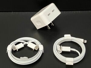 【純正品】Apple 35W デュアルUSB-C 電源アダプタ 未使用ケーブル セット②