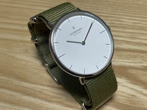 ■ 美品 ■ Nordgreen Native ■ ノードグリーン ■ ホワイトダイヤル シルバー 36mm ■ 北欧ミニマルデザイン■ブラックレザーベルト付 ■