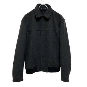 ZARA ザラ 無地 スナップボタン ブルゾン ジャケット L チャコールグレー メンズ シンプル 24-0307