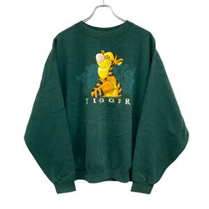 USA製 The Disney Store ディズニー TIGGER ティガー スウェット シャツ XL グリーン メンズ キャラクター 90s 00s ビンテージ 24-0319