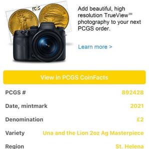 【PCGS鑑定PR68】2オンス銀貨 ウナとライオン マスターピース版 2021年 イギリス領セントヘレナ造幣局 シルバー プルーフコイン 1000枚の画像9