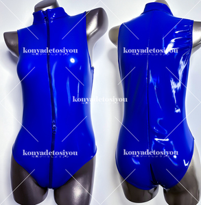 LJH23013. blue super lustre Leotard 3 head fastener body suit cosplay RQ race queen fancy dress photographing . Event costume 