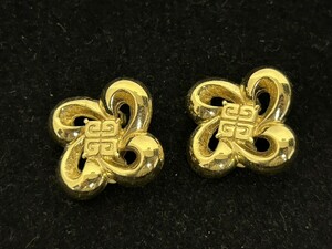 A2　GIVENCHY　ジバンシー　イヤリング　花柄　ゴールドカラー　ブランドアクセサリー　ヴィンテージ　約18.5g　約3㎝　現状品