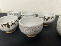 A3　萩焼　渋谷泥詩 作　在銘　湯呑み　急須　6点セット　工芸品　茶道具　現状品_画像6