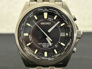 稼動品　A3　SEIKO　セイコー　7B25-0AB0　WORLD TIME SOLAR　ワールドタイム　ソーラー　デイト　メンズ腕時計　ブランド腕時計　現状品