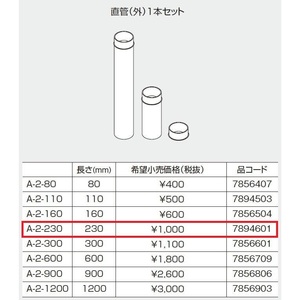 ノーリツ 給排気管セット A-2-230 GUQ-5D・GUS-100D 専用部材 7894601