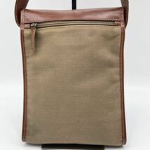  1円【入手困難】Ermenegildo Zegna エルメネジルド ゼニア ショルダーバッグ サコッシュ レザー キャンバス ロゴプレート 型押し メンズ_画像3