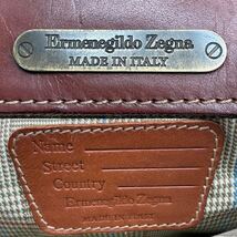  1円【入手困難】Ermenegildo Zegna エルメネジルド ゼニア ショルダーバッグ サコッシュ レザー キャンバス ロゴプレート 型押し メンズ_画像10