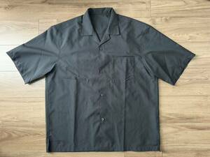 GU■ドライリラックスフィットオープンカラーシャツ(5分袖) サイズXL ブラック 半袖シャツ ジーユー
