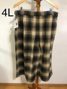 【新品未使用】4L 大きめ　ウエストギャザースカンツ　チェック　パンツ ワイド キュロットスカート
