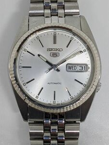 【中古】SEIKO 5 セイコー ファイブ デイデイト 裏蓋 スケルトン メンズ 腕時計 7S26-0500