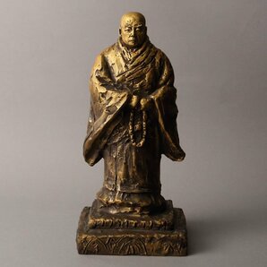 【深和】北村西望 ブロンズ像 「親鸞聖人」昭和57（1982）年 共箱 保証品（彫刻家 近代彫刻 銅像 浄土真宗 国宝鏡御影）の画像1