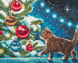 ロシアのクロスステッチキット 子猫とクリスマスツリー (PANNA パンナ PR-7425)