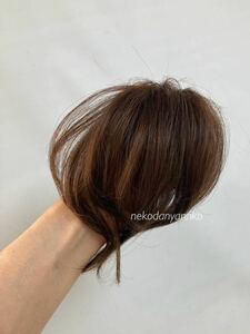 高品質　新品！未使用　頭頂部付け毛ヘア医療用にも　小さめをお探しの方　ナチュラルライトブラウン明茶色★洗える男女兼用耐熱　送料無料