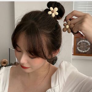 フラワー　ヘアゴム　2色セット　かわいい　韓国　ヘアアクセサリー