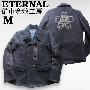  autumn winter silver embroidery peace pattern Skull Eternal ETERNAL. middle Kurashiki atelier . wool pea coat jacket men's M navy 221214-02