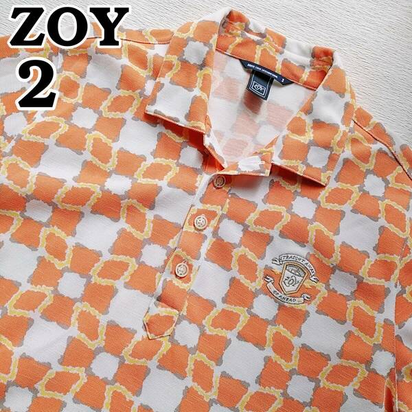 ZOY　半袖ポロシャツ　ゴルフ　メンズ２　MーL　オレンジ系　シャリ感　ゾーイ　240105-13