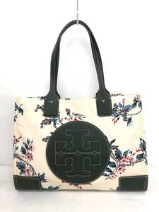 T03/138 TORY BURCH トリーバーチ 花柄 トートバッグ ハンドバッグ かばん オフホワイト/ブラック/他